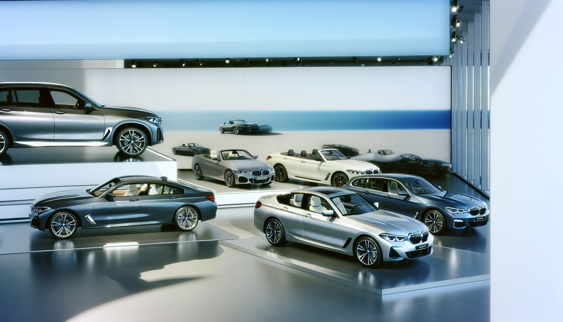 A lineup of luxury BMW vehicles, showcasing the brand's commitment to quality and performance